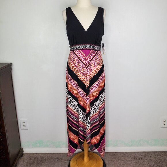 Studio One Empire Waist V-Neck Sleeveless Maxi Dress Style 50919X NEW NWT Size M - Picture 16 of 16